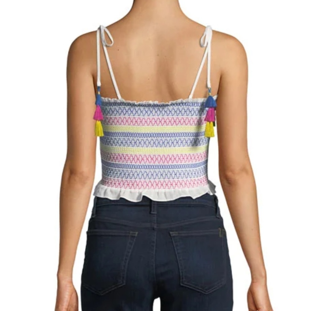 Red Carter Ruffle-Trim Smocked Crop Top - Picture 2 of 2